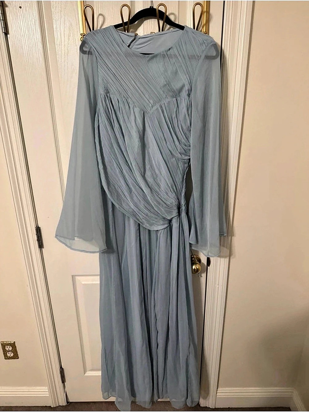 Draped Maxi Dress in Sea Blue